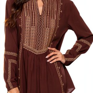 AK Womens Tunic Cotton Rayon Floral Embroidery Sleeve Design-0