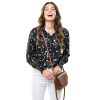 Womens Boho Button Down Shirt Long Sleeve Floral Print-1