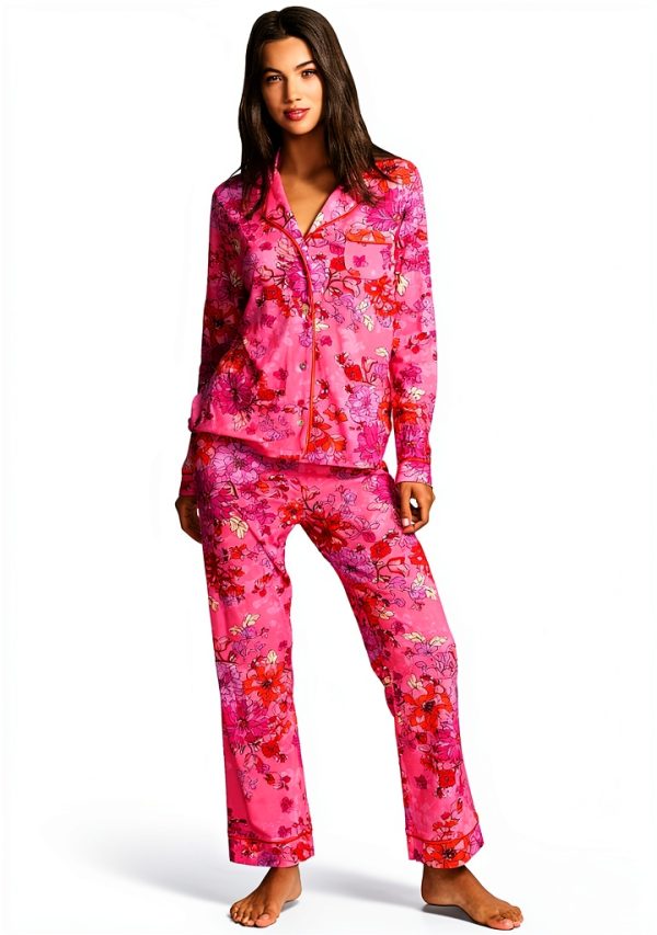 Bag Lady Collection Womens Pajama Set Cotton Modal Floral-0