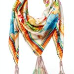 Johnny Was Silk Scarf Womens Printed Square Tassels-0