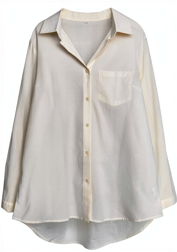 Minibee Womens Cotton Linen Shirt Long Sleeve Casual Blouse-2