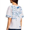 Johnny Was Womens Linen Blouse White Embroidery Flutter-2