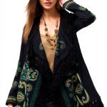 Bag Lady Collection Womens Cotton Fringe Jacket Floral-0