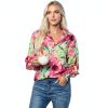 Boho Button Down Shirt Womens Long Sleeve Floral Blouse-3