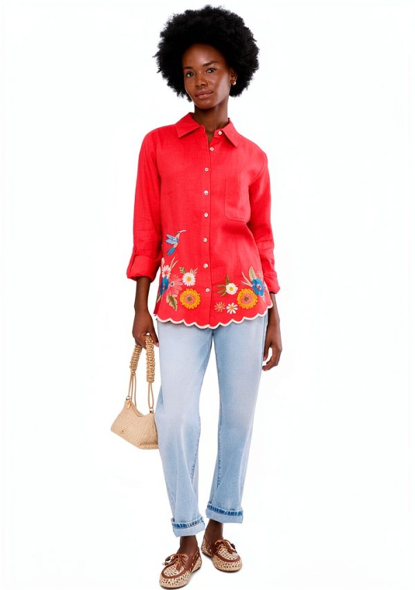 Johnny Was Womens Fashion Top Cayenne Color Medium Size-1