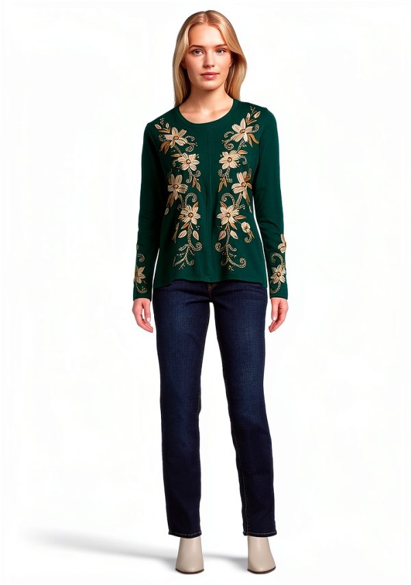 Johnny Was Womens Fashion Knit Top Botanical Garden-4