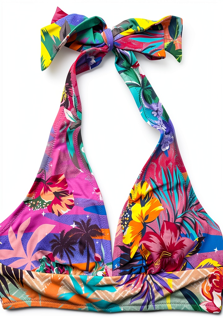 Pavo Womens Bikini Top Sewn Cups Lined Hand Wash being worn at beach with coverup