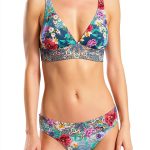 Womens Bikini Top V-Neck Adjustable Straps Slide Hook-0