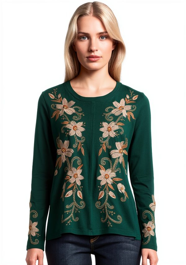 Johnny Was Womens Fashion Knit Top Botanical Garden-0