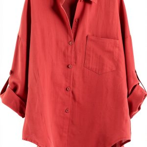 Minibee Womens Cotton Linen Shirt Long Sleeve Casual Blouse-0