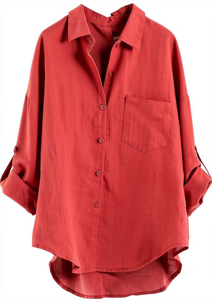 Minibee women's cotton linen shirt in blue color showing front design