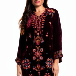 Johnny Was Velvet Dress Womens Fashion Blackberry Sizes-0