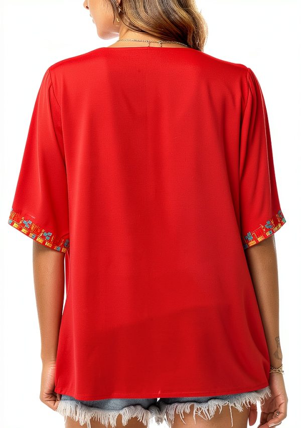 Cotton Rayon Embroidered Peasant Top Womens Bohemian Blouse-3