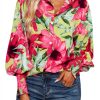 Boho Button Down Shirt Womens Long Sleeve Floral Blouse-0