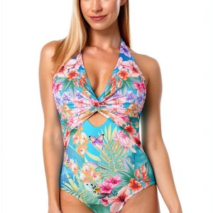 Pavo Womens One Piece Swimsuit Drawstring Hand Wash-0