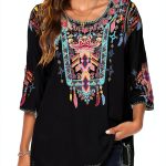 Higustar Embroidered Womens Top Rayon Bohemian Floral Design-0