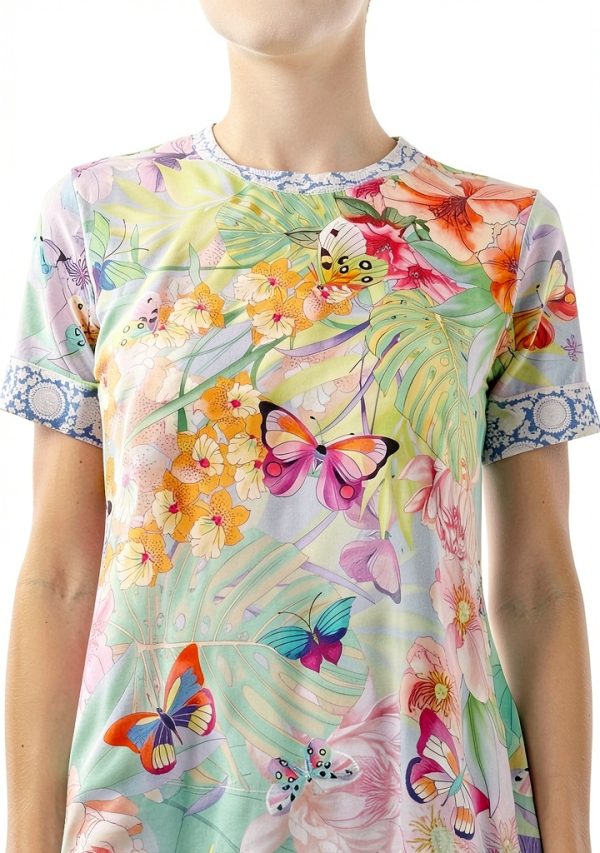 Bag Lady Collection Womens Swing Tee Floral Butterfly Rayon-7