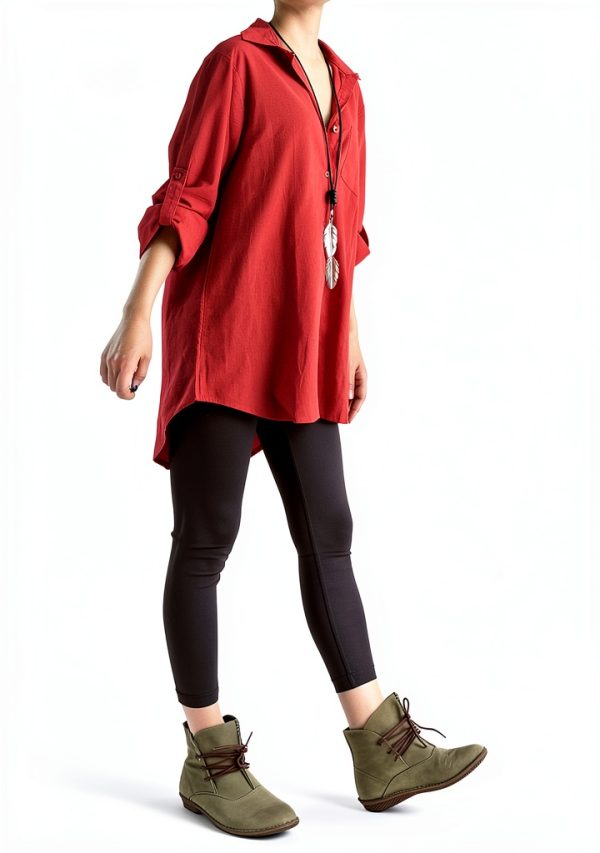 Minibee Womens Cotton Linen Shirt Long Sleeve Casual Blouse-2