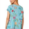 Johnny Was Womens Cotton Tee Soft Fashion Blue Sizes-1