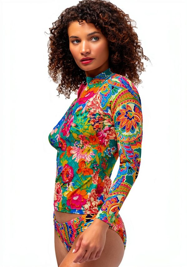 Bag Lady Collection Womens Rash Guard Shirt Floral Print-1