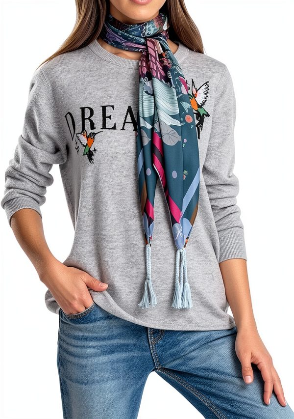 Johnny Was Womens Boho Printed Square Scarf Tassel-1
