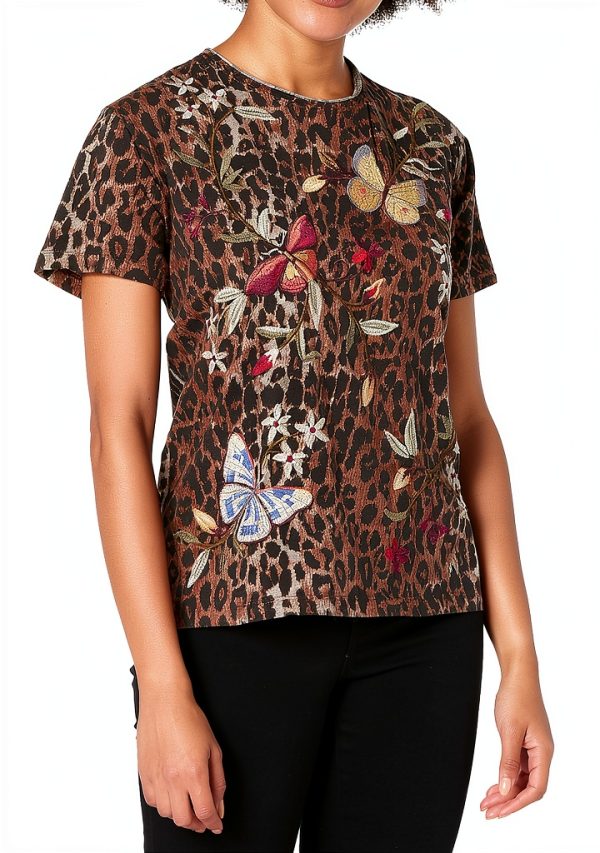 Johnny Was Womens Cotton Embroidered Boho T-Shirt-0