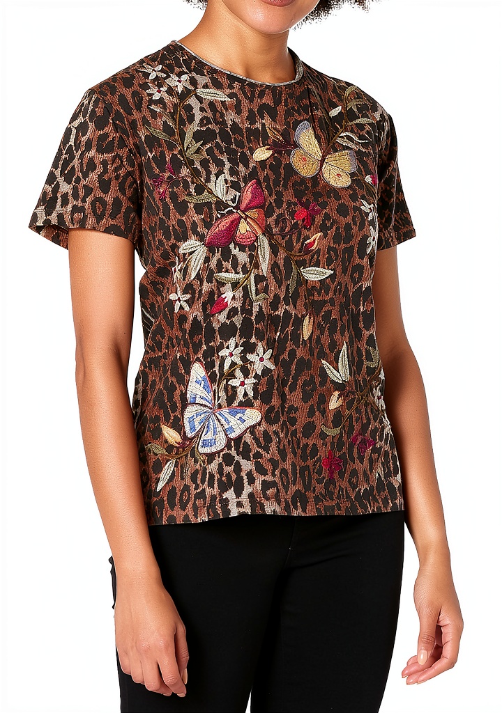 Johnny Was embroidered boho t-shirt in multi-color design