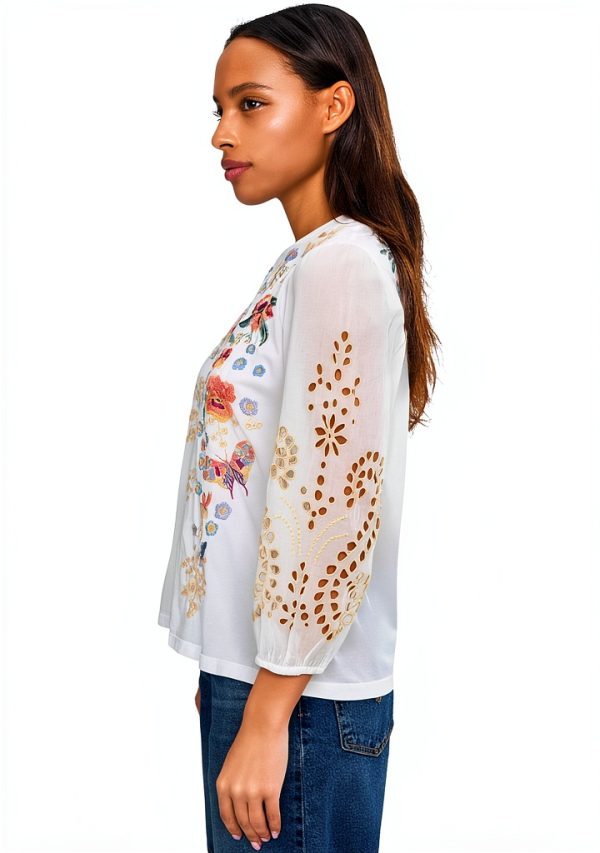 Johnny Was Womens Fashion Top White Medium J11026-2-2