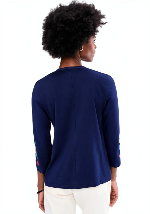 Johnny Was Womens Fashion Top Blue Night T-Shirt-3