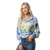 Boho Button Down Shirt Womens Long Sleeve Floral Blouse-2
