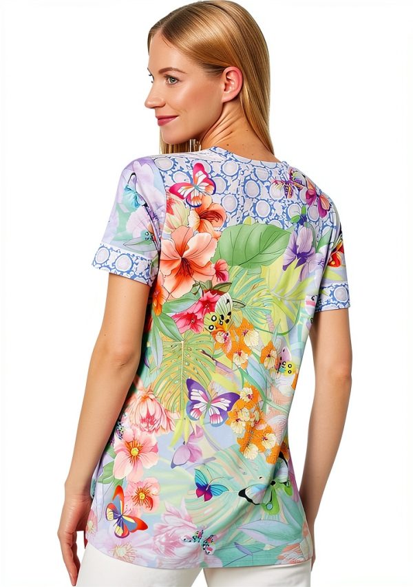 Bag Lady Collection Womens Swing Tee Floral Butterfly Rayon-6