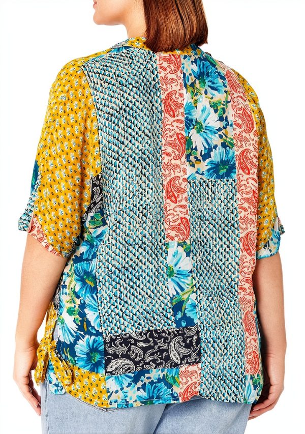 Johnny Was Womens Rayon V-Neck Boho Printed Blouse-1