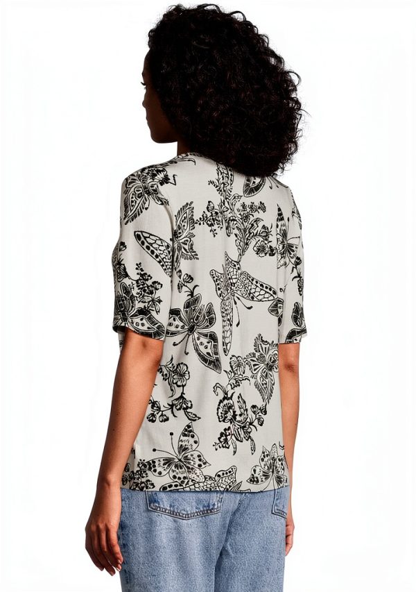 Johnny Was Butterfly Shirt Womens Rayon Floral Print Tee-2