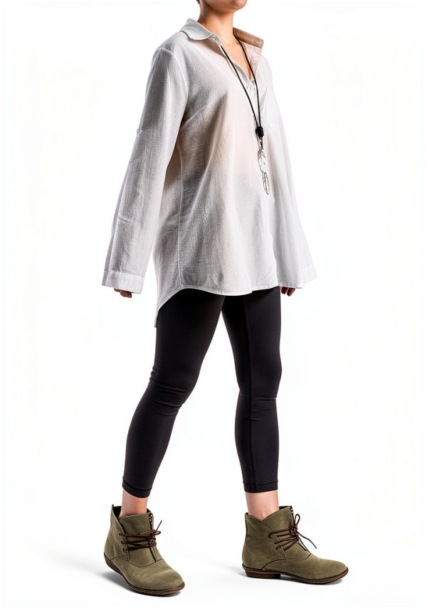 Minibee Womens Cotton Linen Shirt Long Sleeve Casual Blouse-4