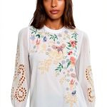 Johnny Was Womens Fashion Top White Medium J11026-2-0