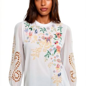 Johnny Was Womens Fashion Top White Medium J11026-2-0