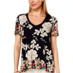 Womens T-Shirt Multi Color XX-Large Pull On Closure-0