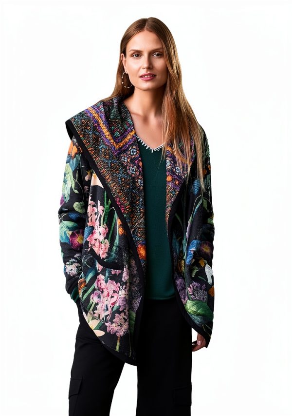 Bag Lady Collection Womens Reversible Sherpa Jacket Floral-2
