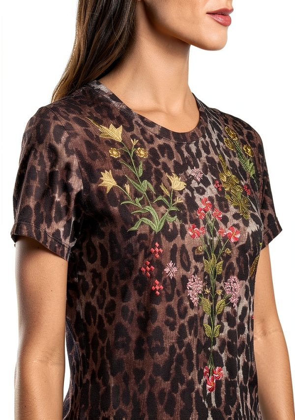 Johnny Was Embroidered Knit Dress Womens Leopard Print-3