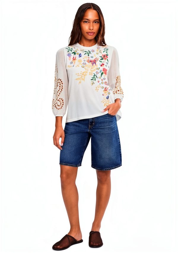 Johnny Was Womens Fashion Top White Medium J11026-2-1