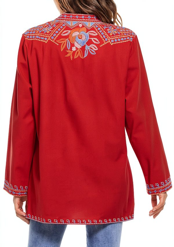 AK Womens Embroidered Bohemian Tunic Cotton Rayon Blouse-3