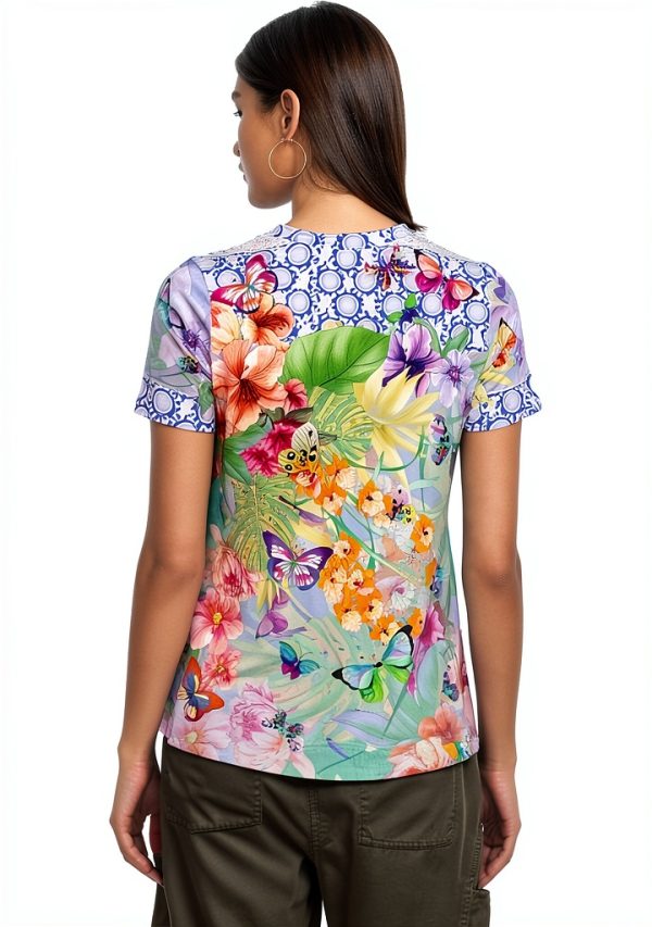 Bag Lady Collection Womens Swing Tee Floral Butterfly Rayon-4