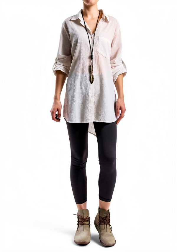 Minibee Womens Cotton Linen Shirt Long Sleeve Casual Blouse-0