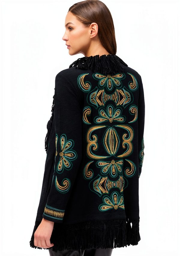 Bag Lady Collection Womens Cotton Fringe Jacket Floral-2