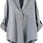 Minibee Womens Cotton Linen Shirt Long Sleeve Casual-0