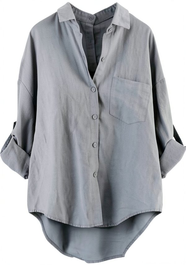 Minibee Womens Cotton Linen Shirt Long Sleeve Casual-0