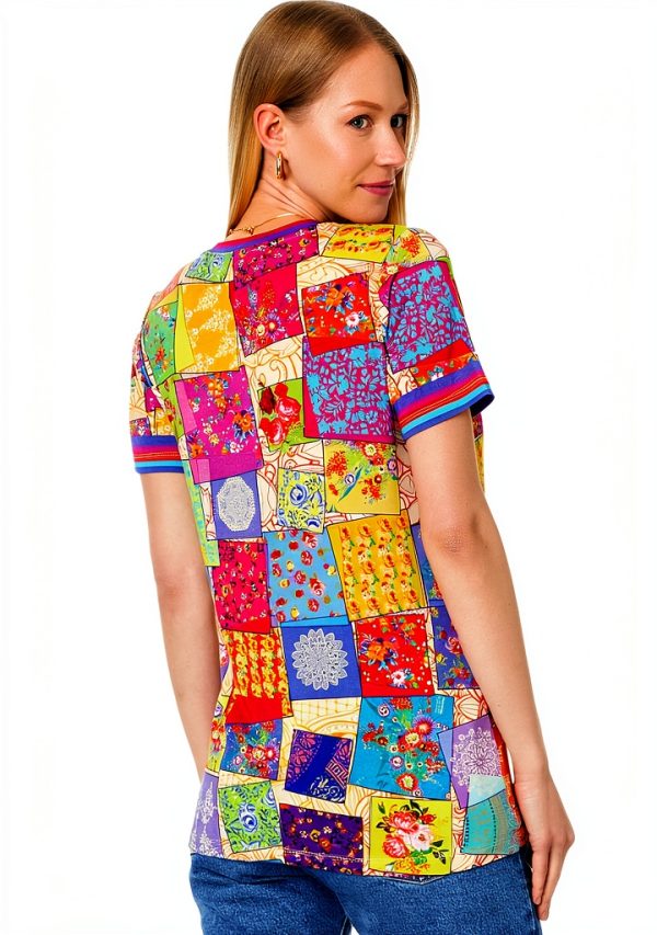 Johnny Was Womens T-Shirt Soft Stretch Fabric Multicolor-1