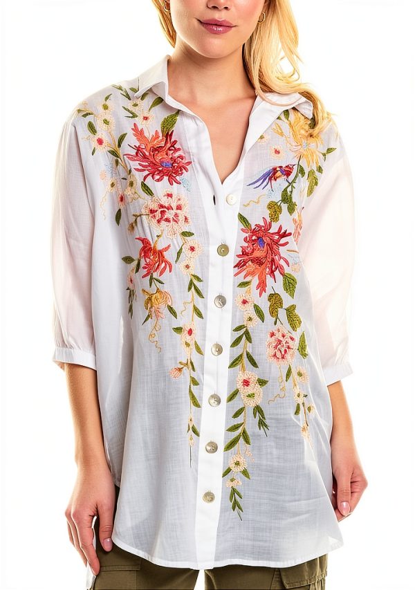 Johnny Was Womens Small White Tunic-0