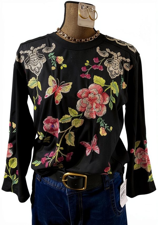 Women's Embroidered Cotton Tee Bag Lady Collection-3