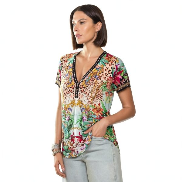 Miller Tigre Scarf Print Womens Tees by Johnny Was-4